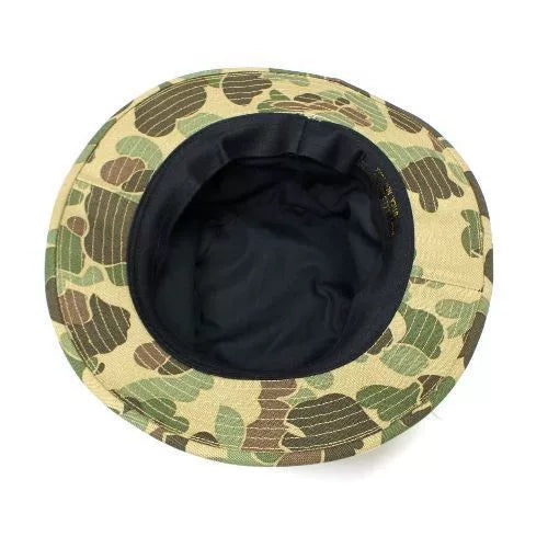 camo pattern wide-brim bucket hat