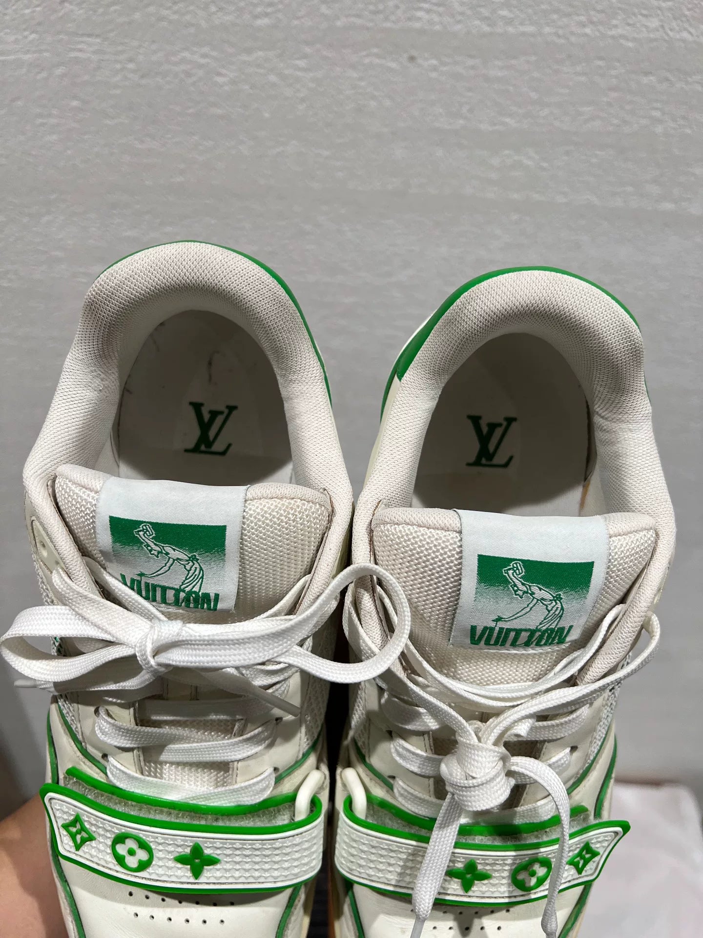 Louis Vuitton Green and White Trainers Size 42