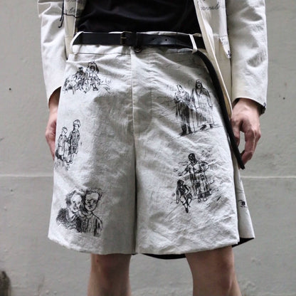 hand-painted shorts with belt from archivio