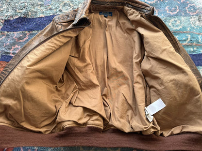 vintage ralph lauren worn leather jacket