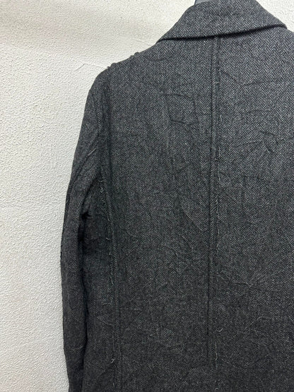 yohji yamamoto wool coat with unique design