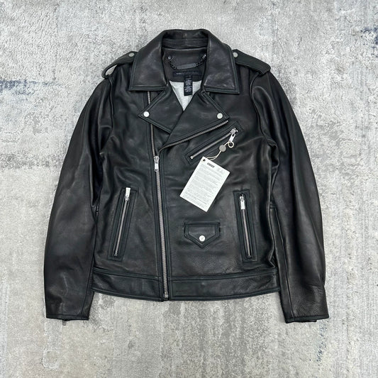 black leather biker jacket by marc jacobs