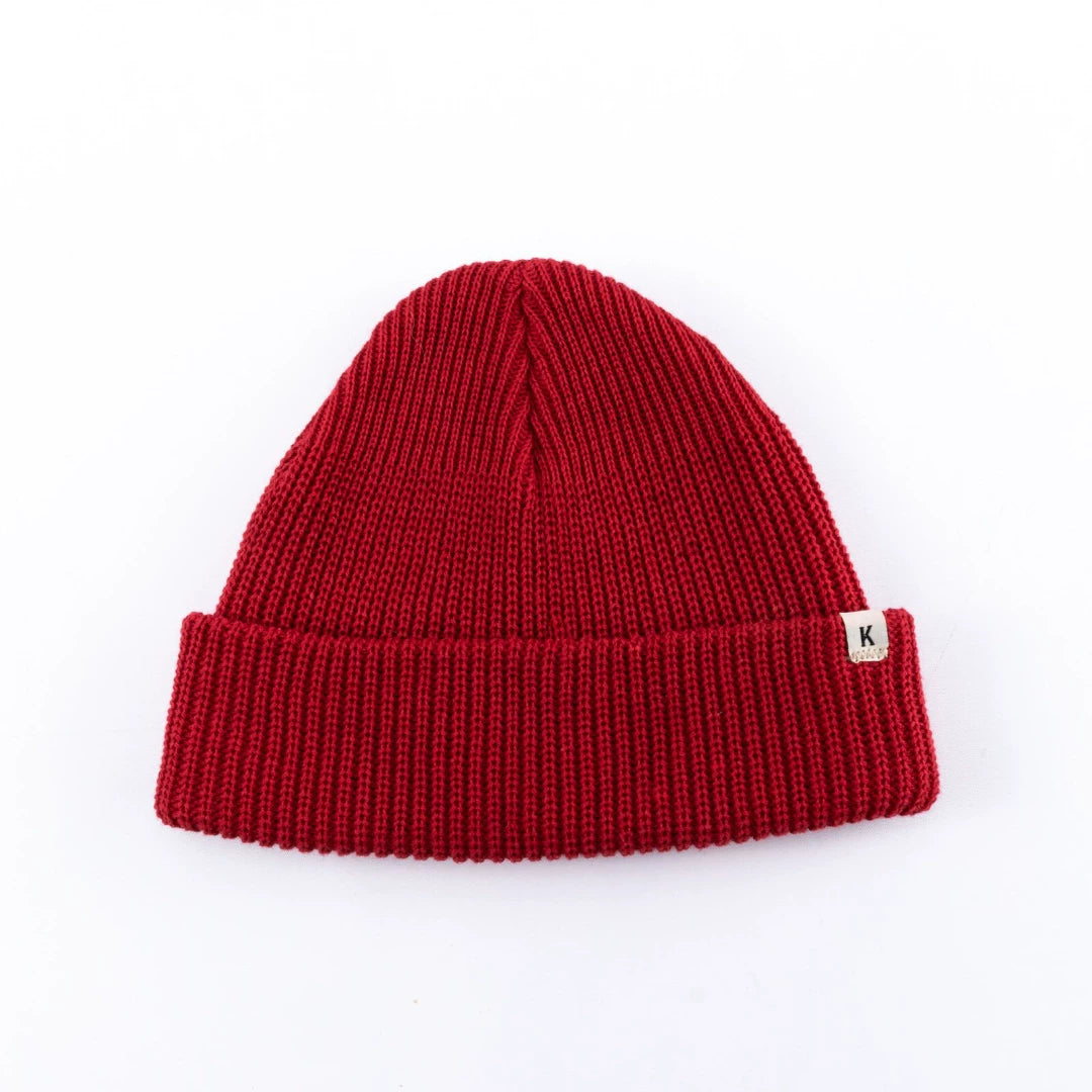 red knit watch cap by knickerbocker