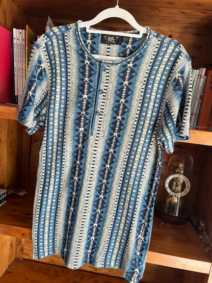 vintage southwestern print short sleeve henley