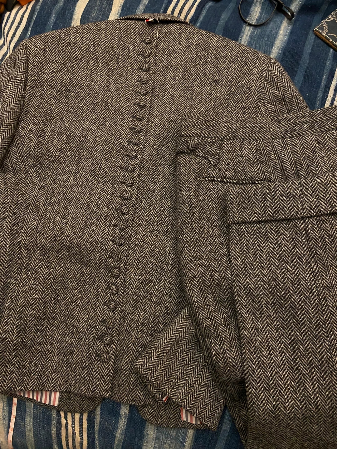thom browne harris tweed button suit