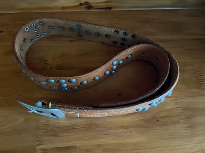 sugar cane genuine leather studded belt