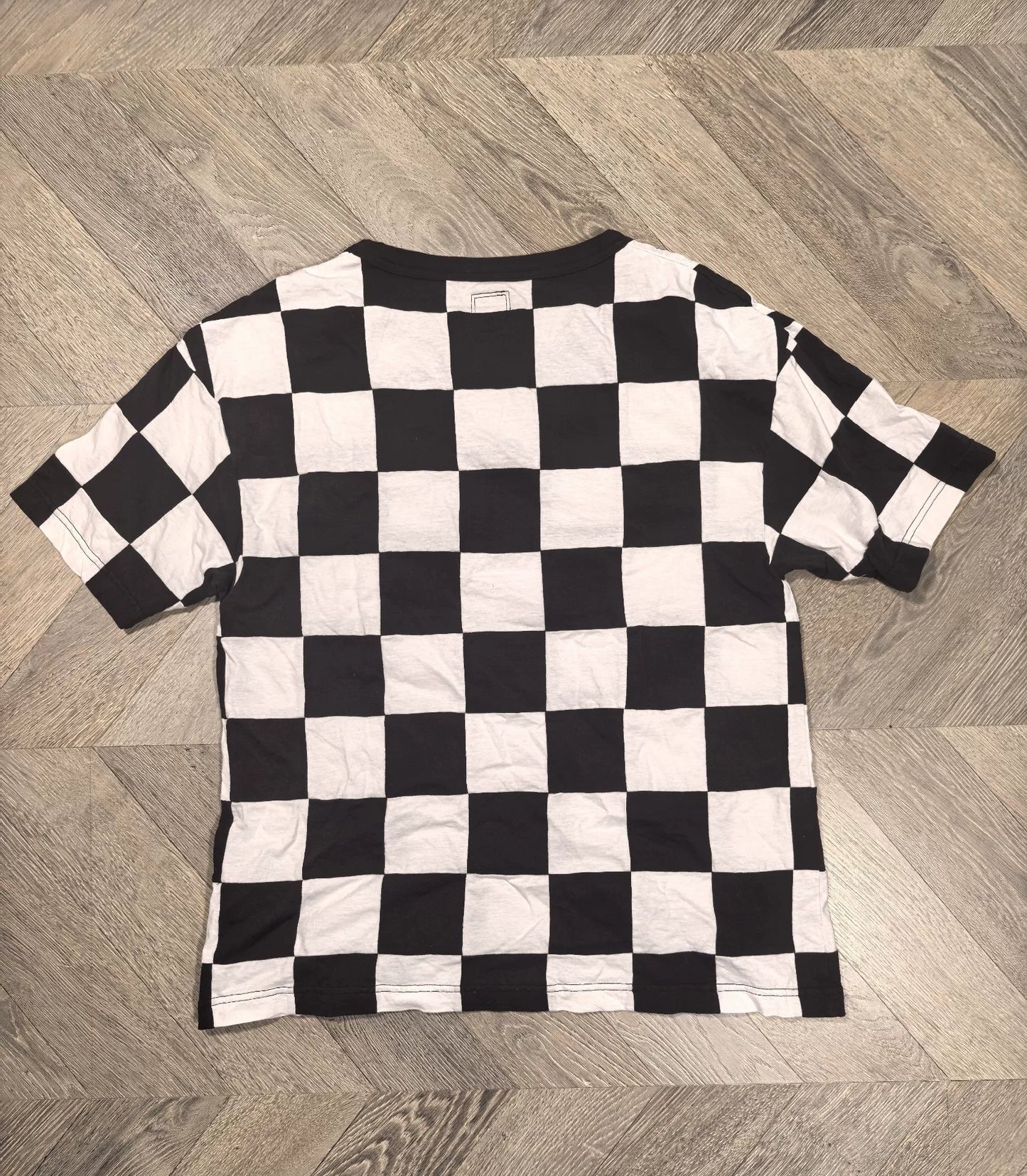 visvim jumbo tee checkered patchwork shirt