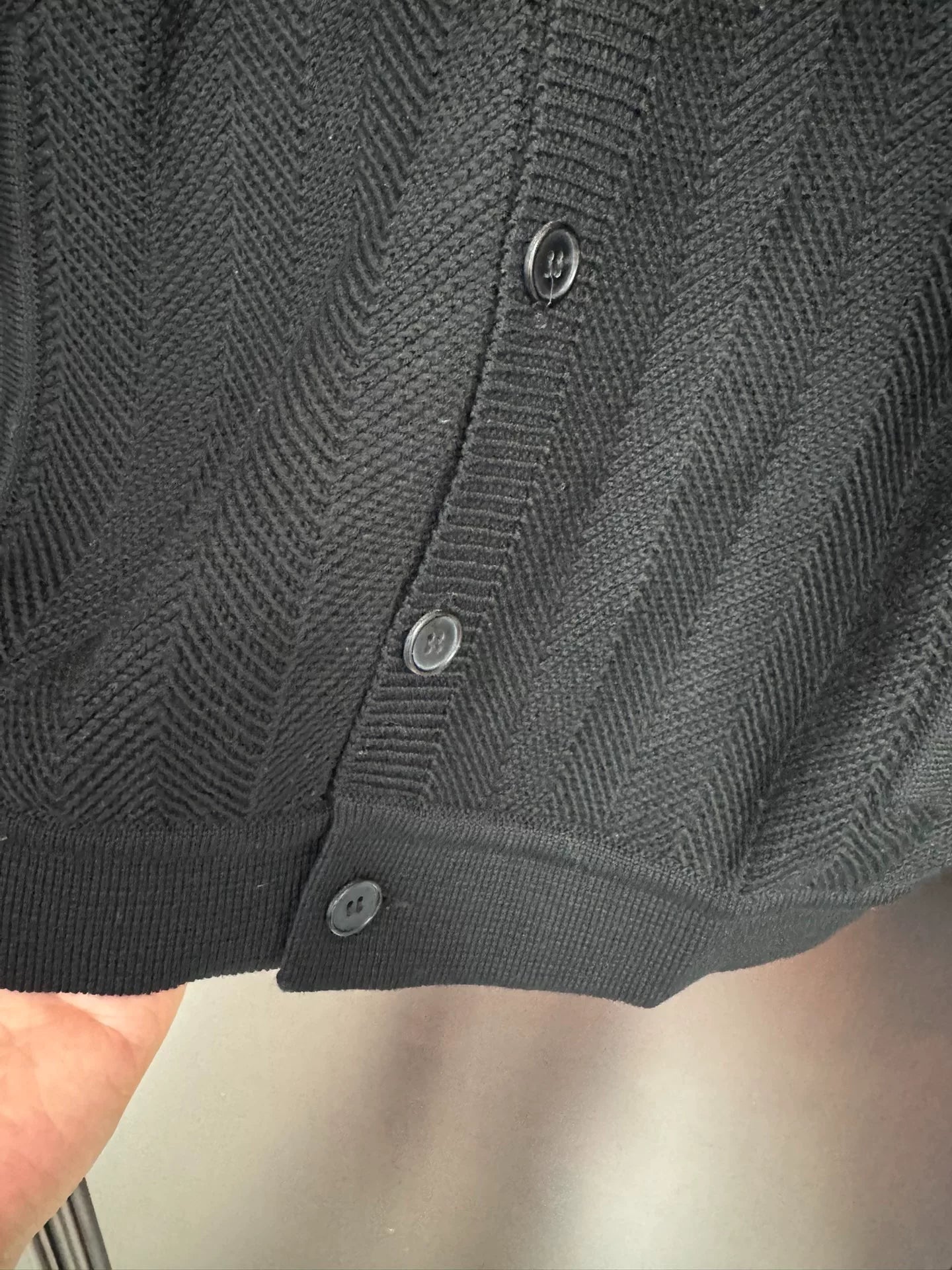 Saint Laurent Gray Herringbone Cardigan