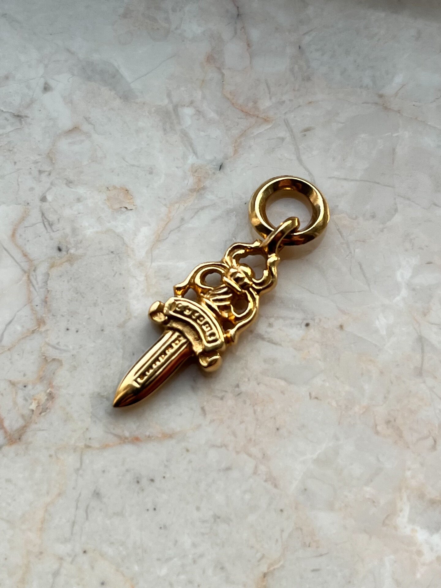 Chrome Hearts 22k Gold Dagger Pendant