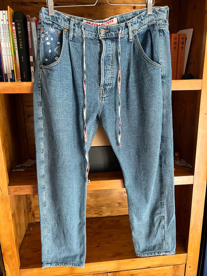 handcrafted indigo dyed relaxed fit denim pants