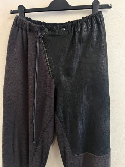 Rick Owens Style Leather Flared Pants