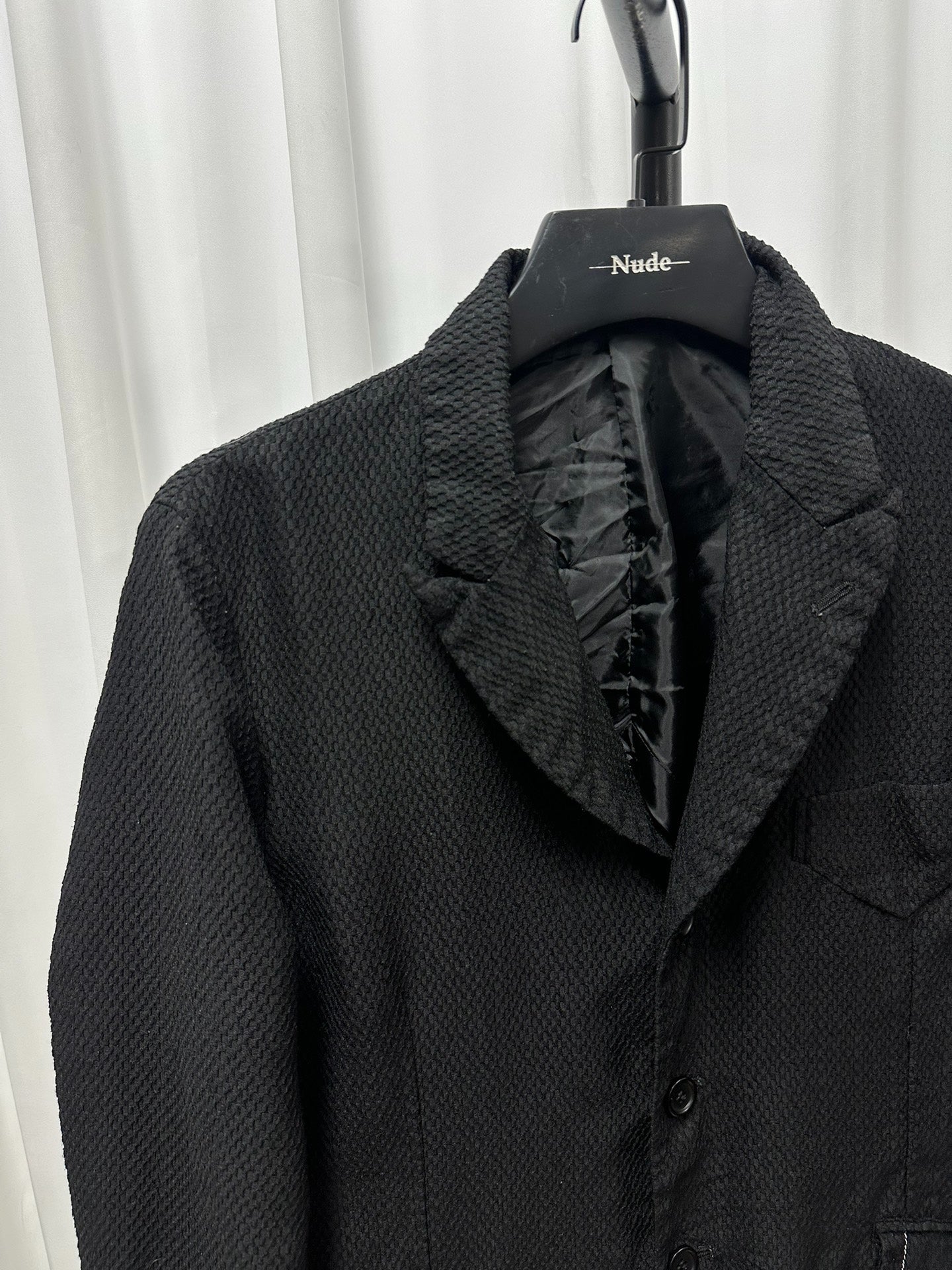 Comme des Garçons Black Textured Stitch Coat