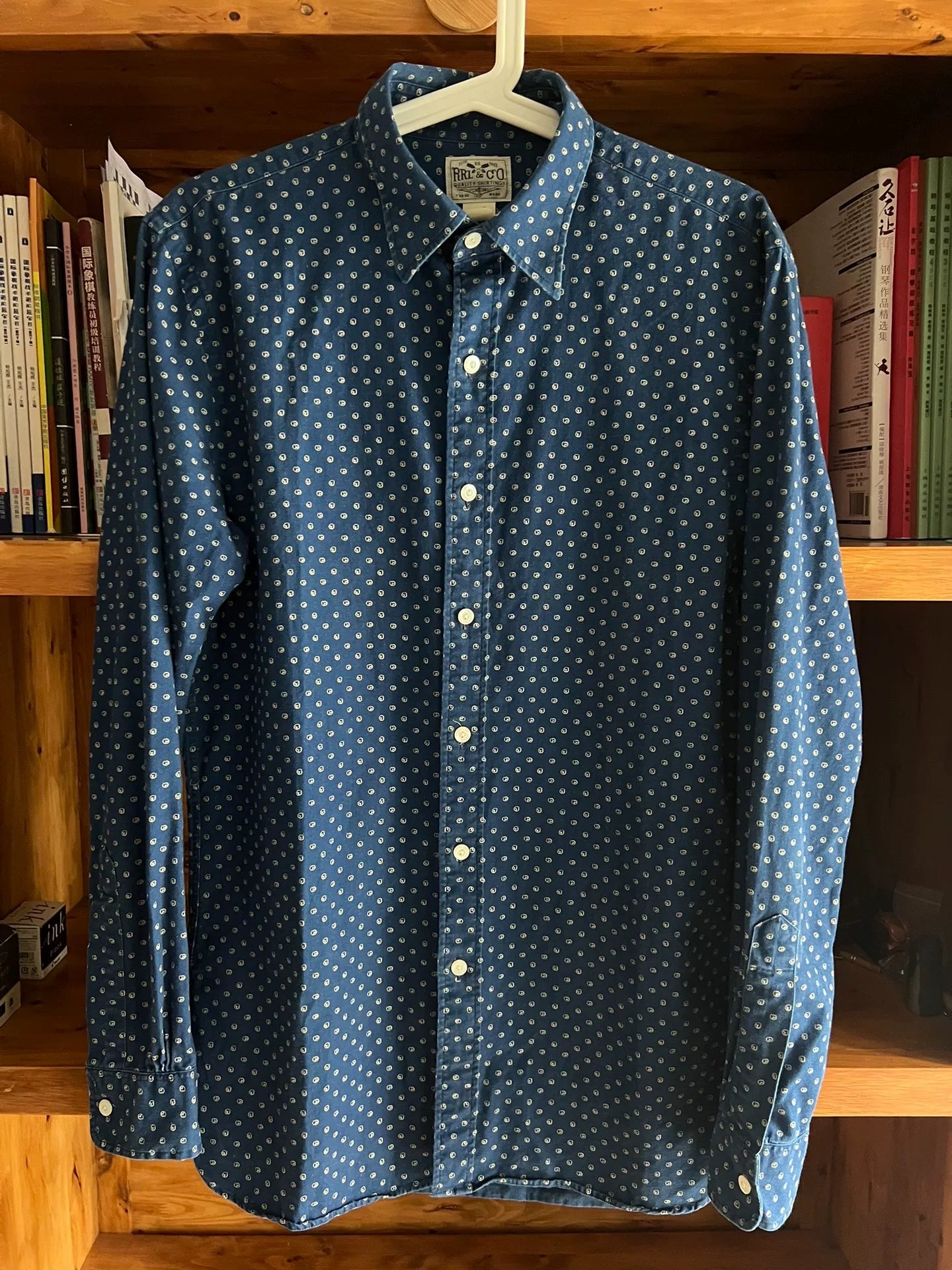 stunning blue dye RRL button-up shirt