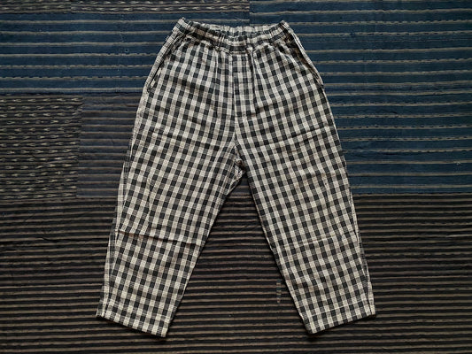 porter classic palaka black check wide pants