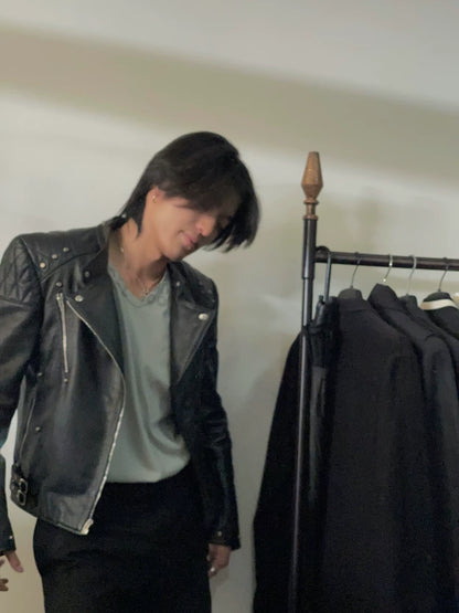 alexander mcqueen leather jacket with swallow design