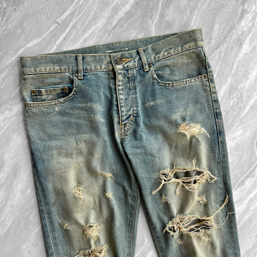 SAINT LAURENT Distressed Blue Jeans