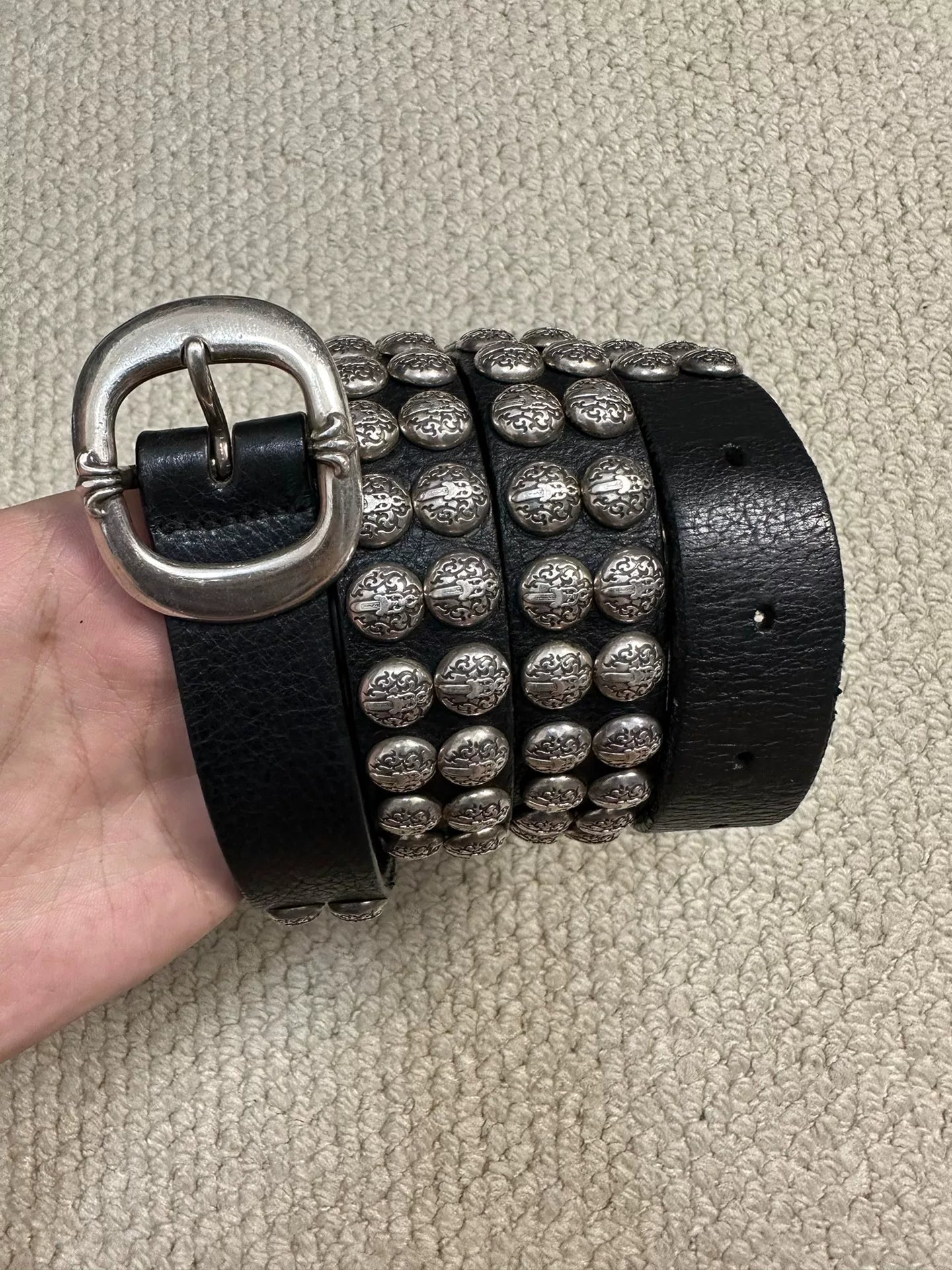 Chrome Hearts Gunslinger Narrow Silver Stud Belt