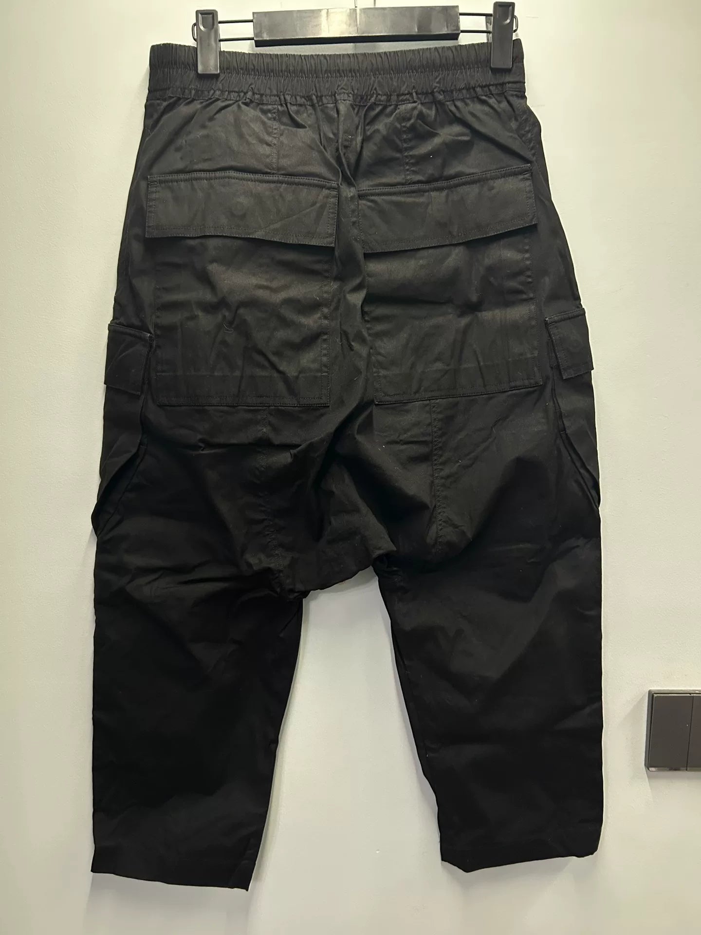 classic black nylon cropped pants size 46