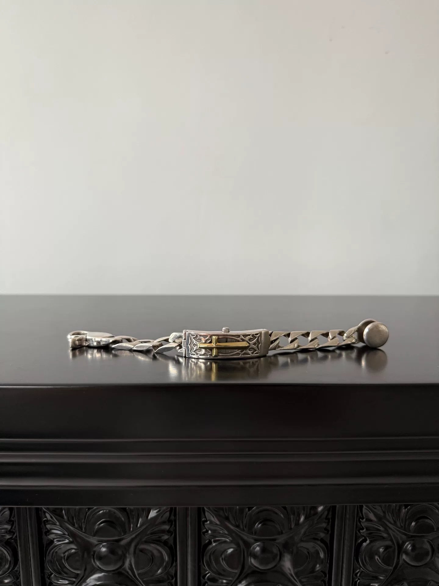 silver rare sci-fi cross bracelet watch