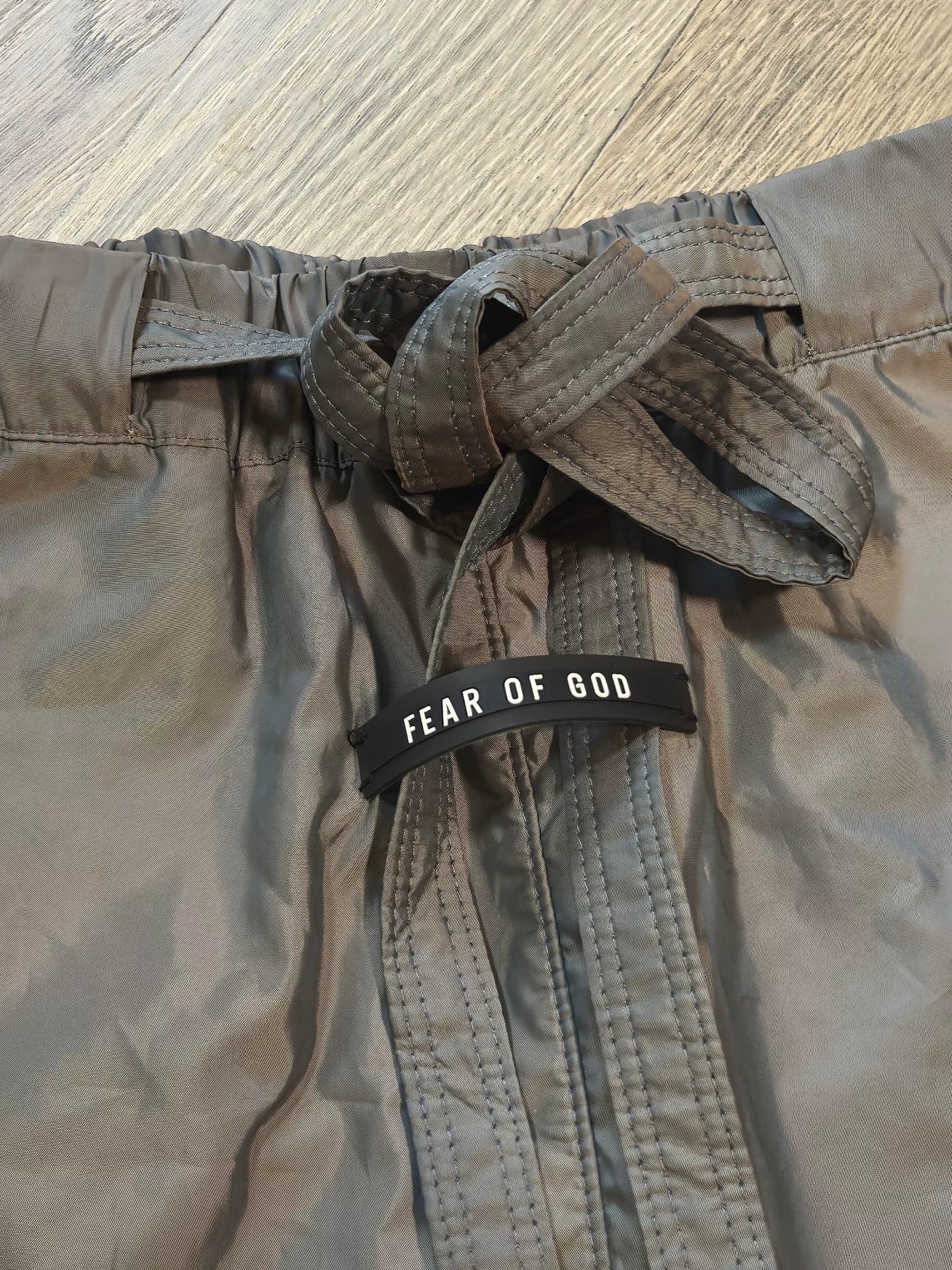 fear of god gray shorts with drawstring