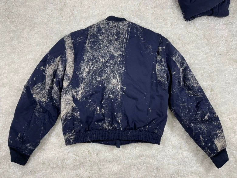 Maison Margiela Navy Paint Spatter Bomber Jacket