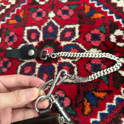 tenderloin silver wallet chain with leather details