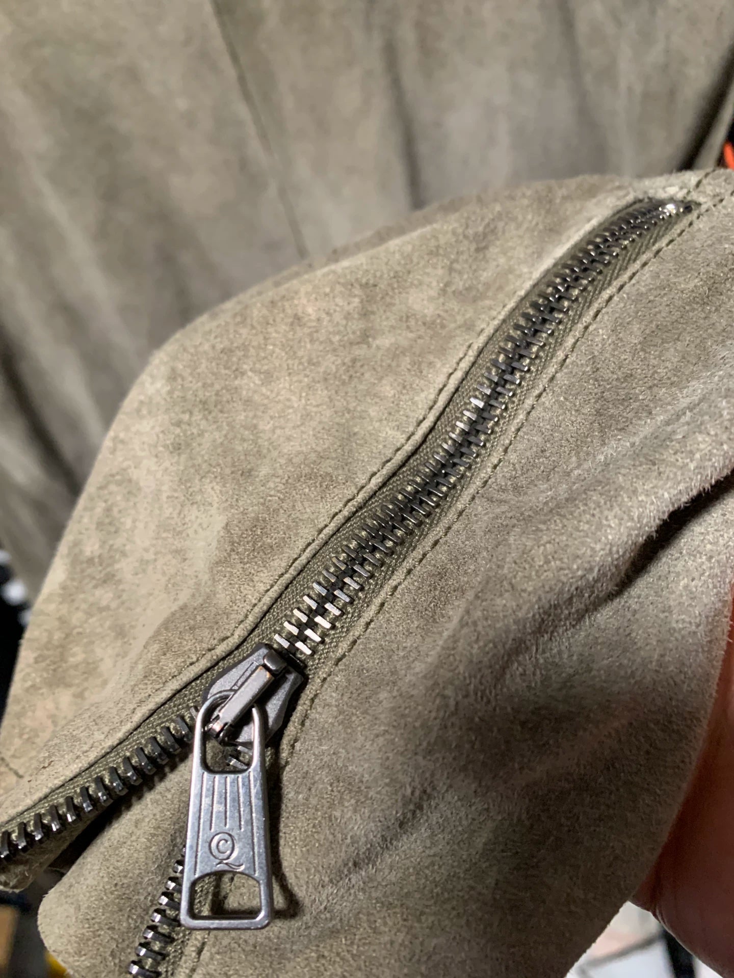 distressed grey suede biker jacket