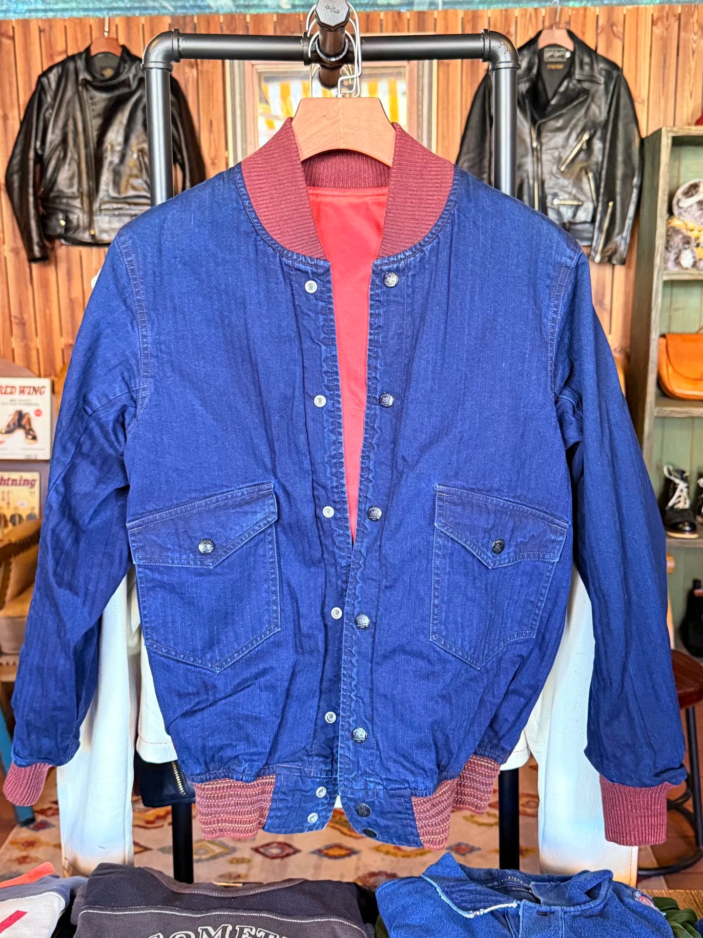 RRL Double RL Hammer Embroidered Baseball Jacket