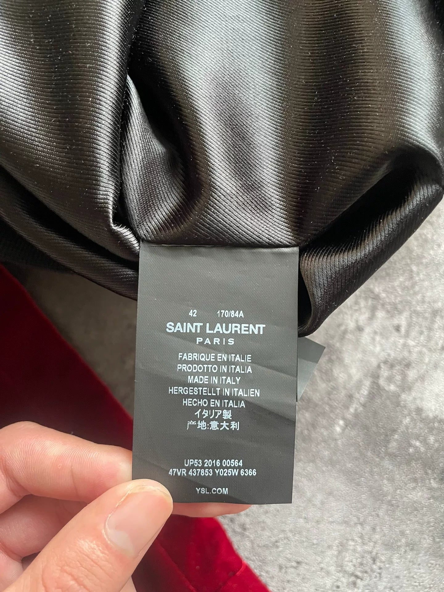 Saint Laurent Red Velvet Music Note Jacket