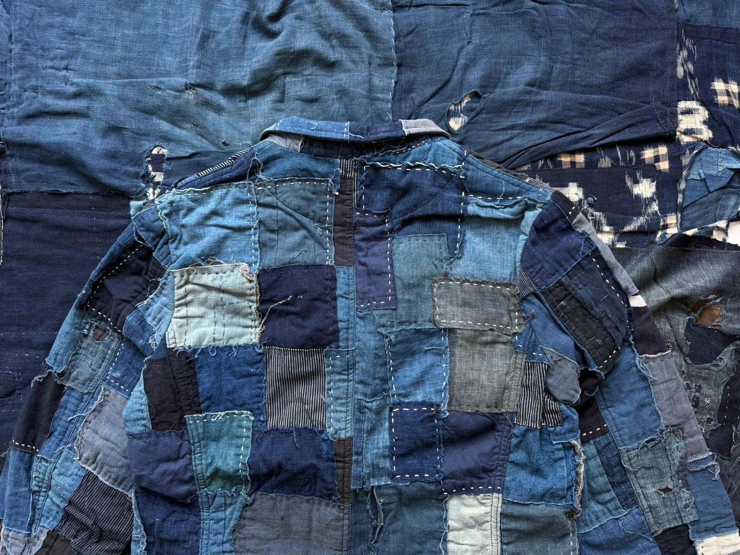 kuon 22AW patchwork jacket in blue