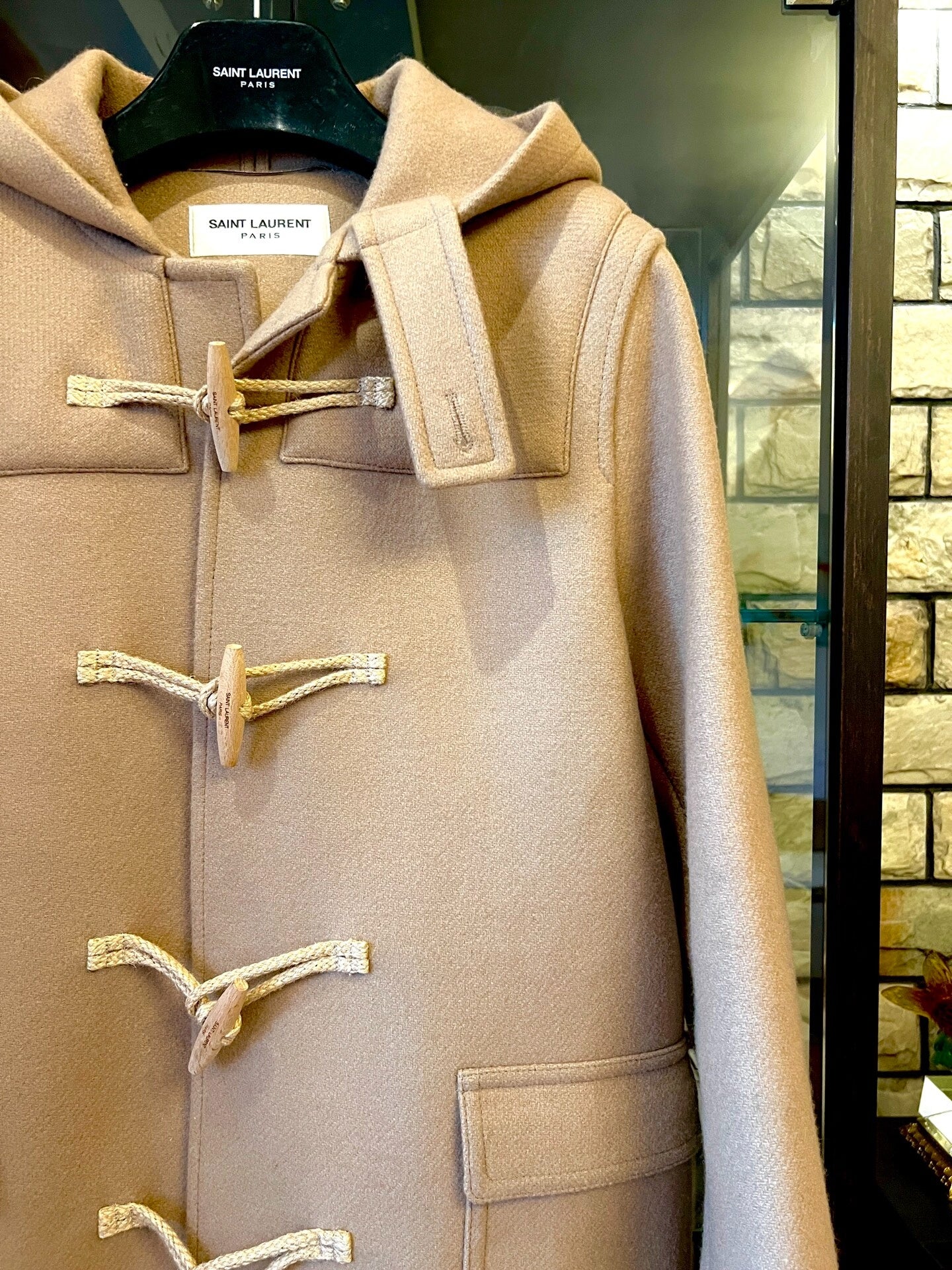 saint laurent wool hooded duffle coat