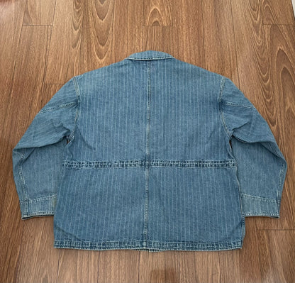 indigo oversized denim jacket with pockets