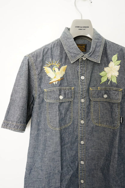 Neighborhood Embroidered Beaded Short-Sleeve Shirt