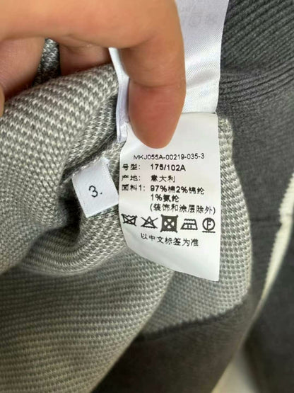 thom browne gray zip-up knitted cardigan