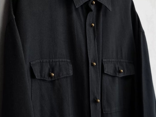 y's for men black button-up shirt