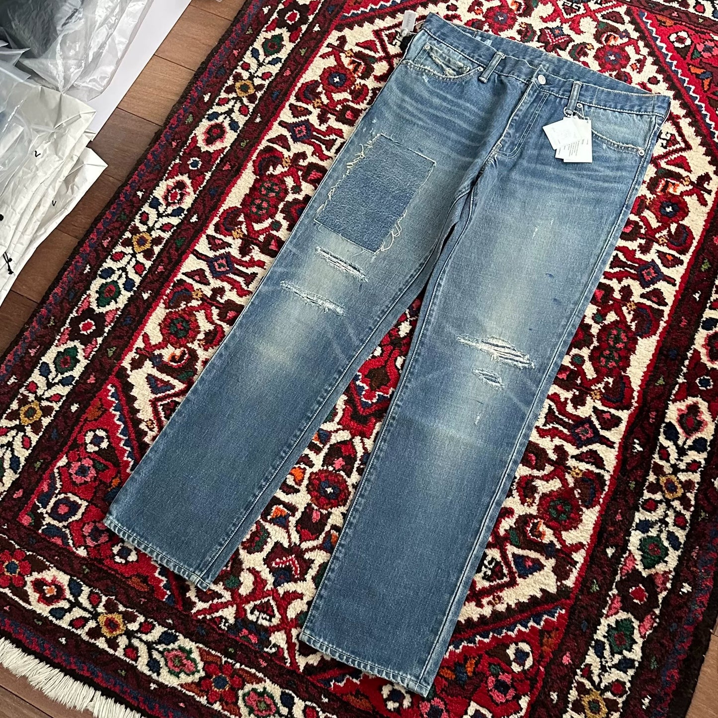 visvim mud-dyed wide-leg jeans