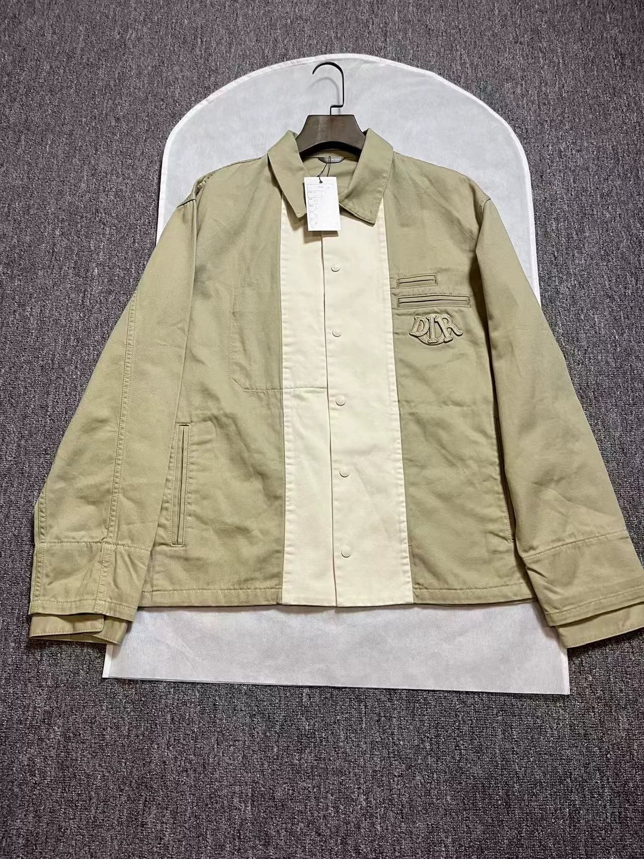 Dior Beige Color Block Denim Shirt Jacket