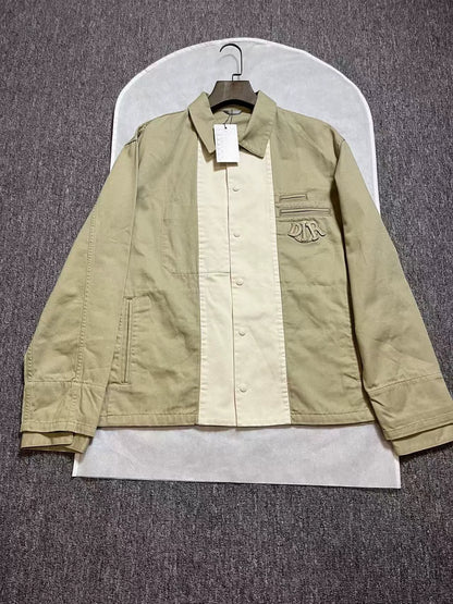 Dior Beige Color Block Denim Shirt Jacket