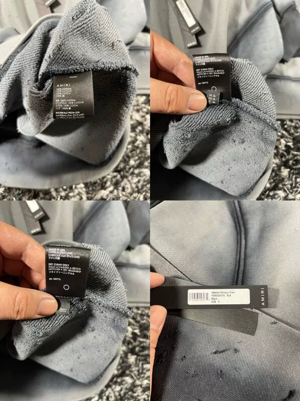 Amiri Distressed Sweatshirt in Black and Gray