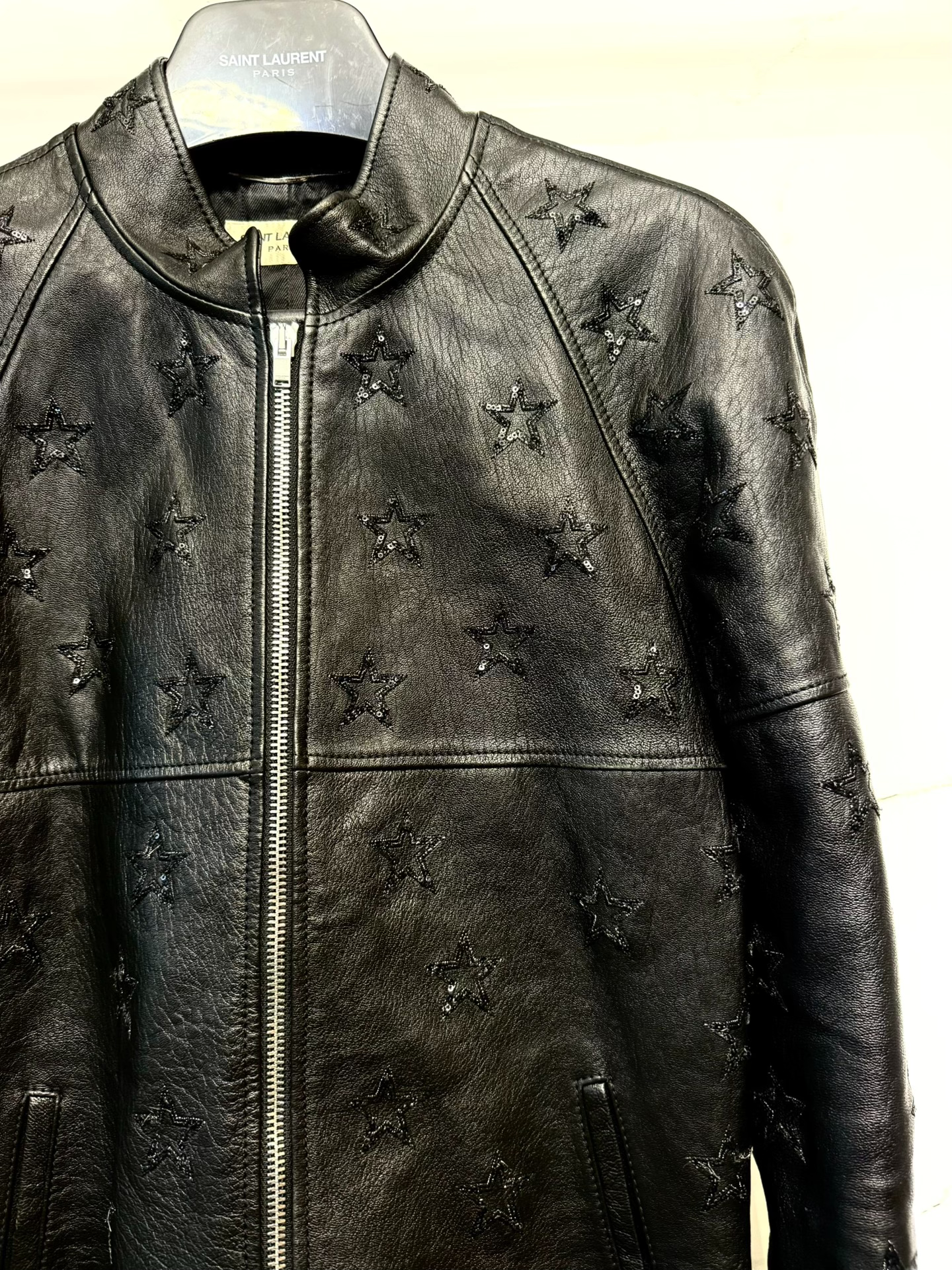 saint laurent star pattern leather jacket