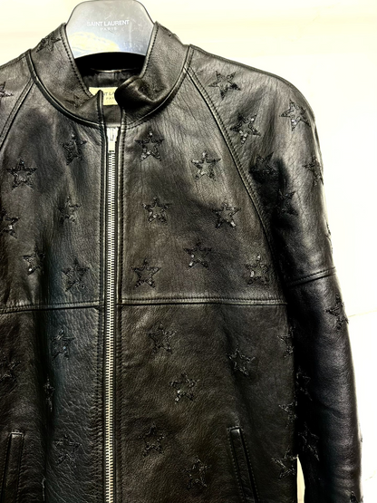 saint laurent star pattern leather jacket