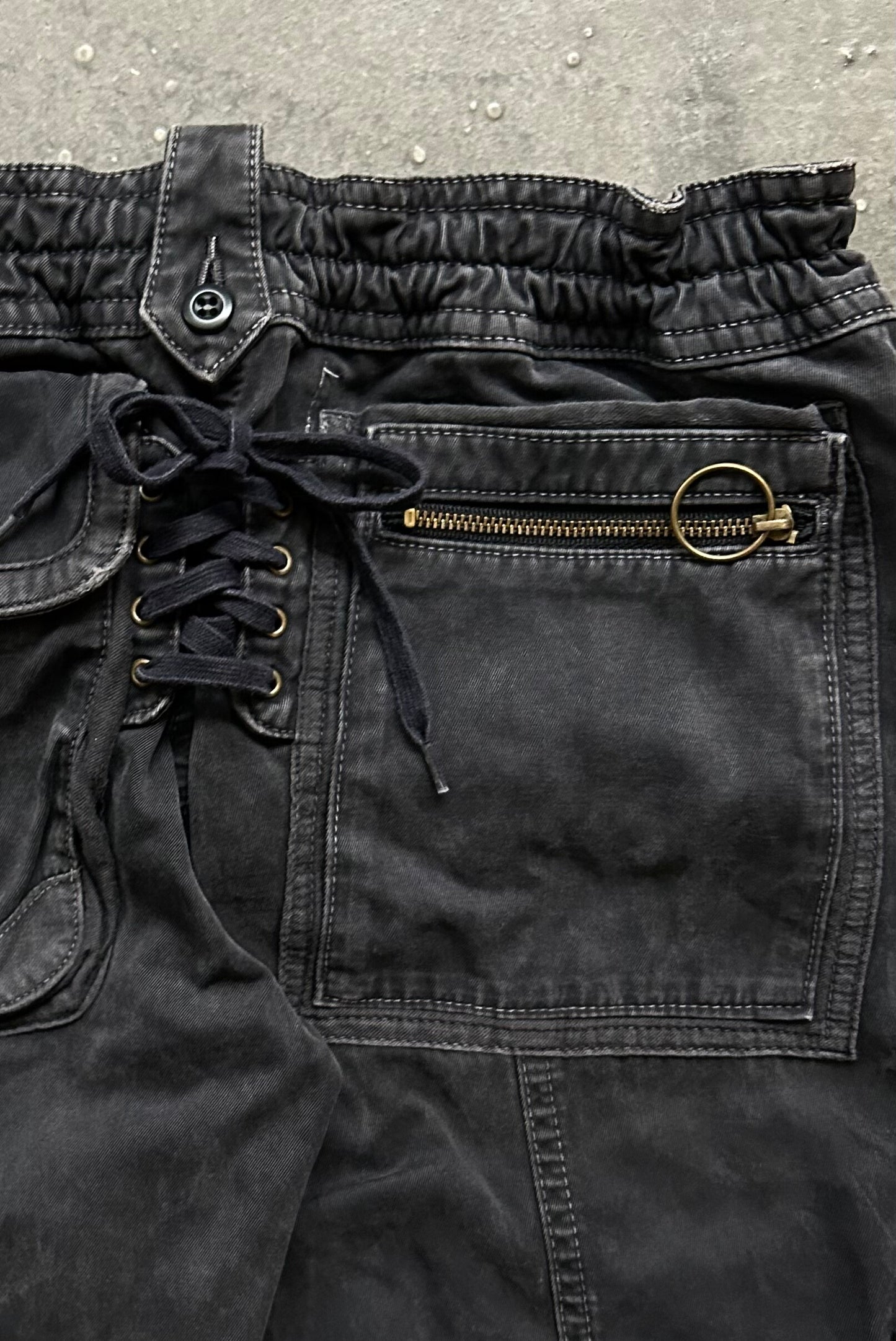 high-waisted cargo denim pants