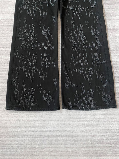 Acne Studios Distressed Black Denim Flared Pants