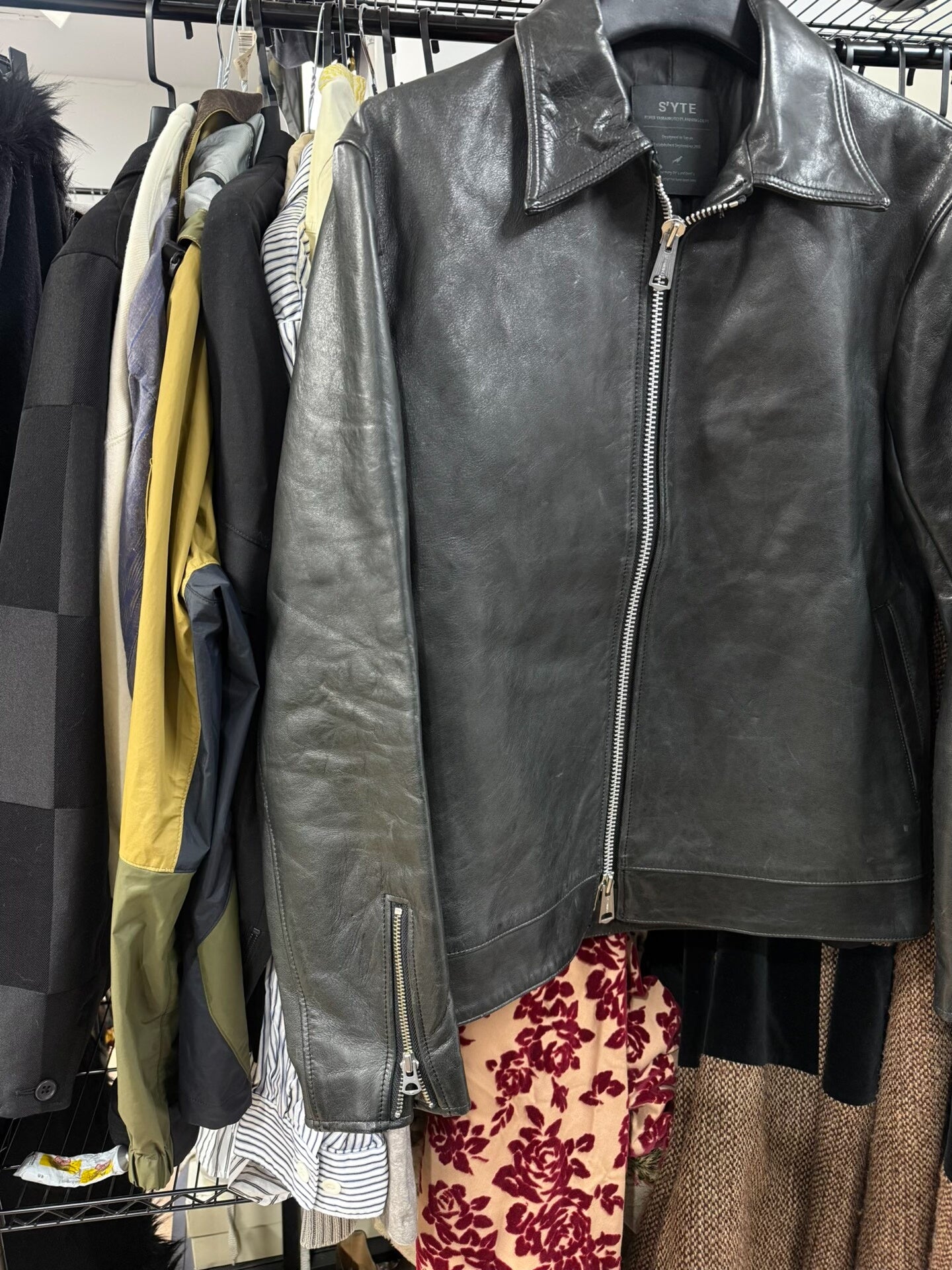 yohji yamamoto thick leather jacket size 3