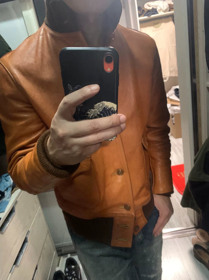 freewheelers brown leather jacket size 38