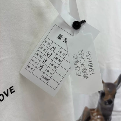 white graphic t-shirt with deer print