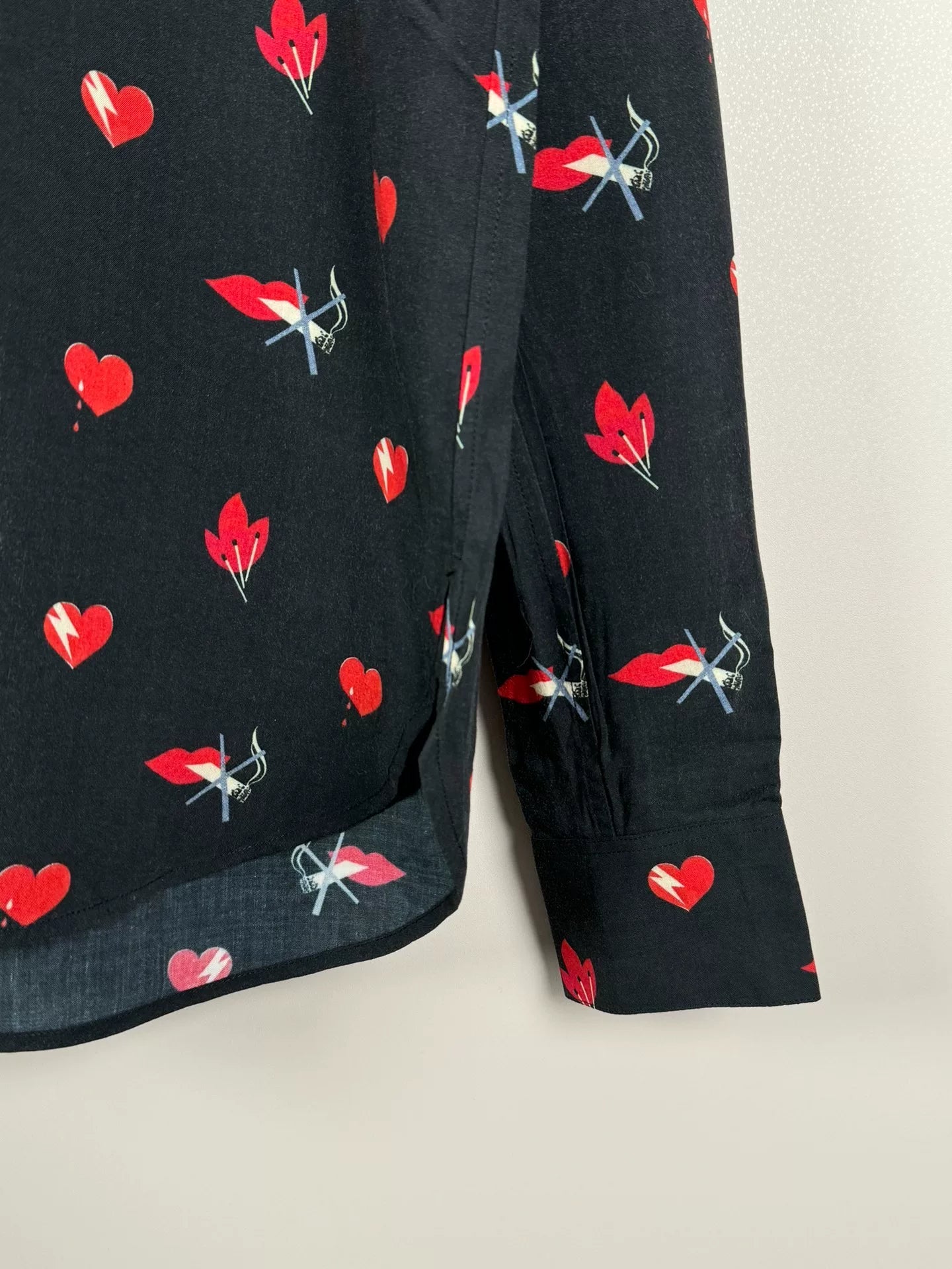 Saint Laurent Heart Print Silk Shirt