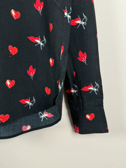 Saint Laurent Heart Print Silk Shirt