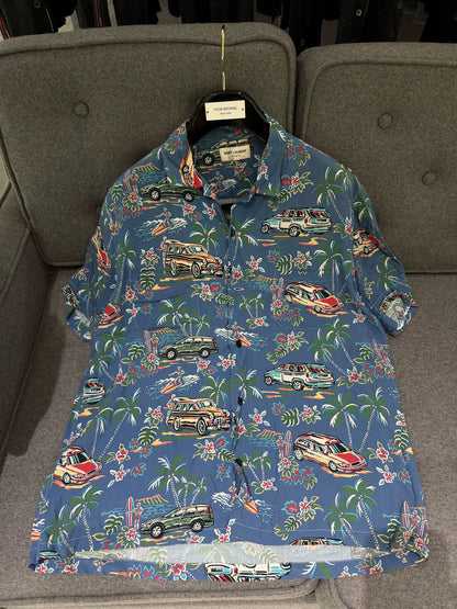 Saint Laurent Blue Palm Tree Print Shirt