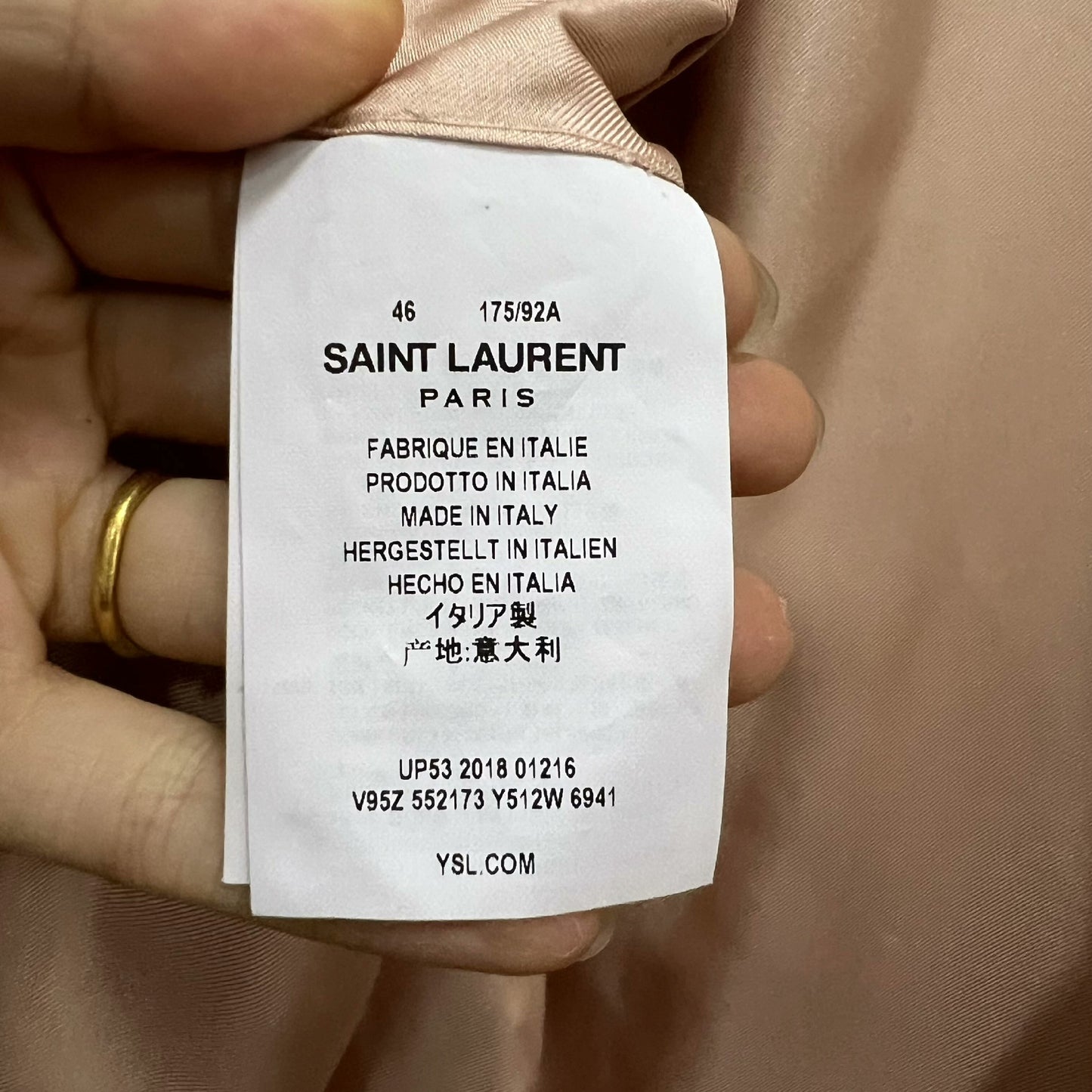 Saint Laurent Light Pink Notched Lapel Blazer